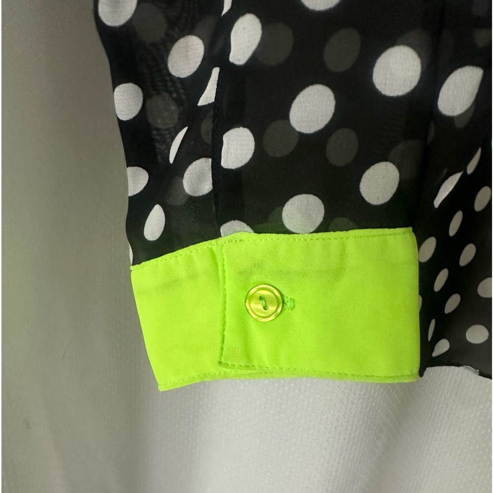 Black Neon Green White Polka Dots Long Sleeves - Picture 5 of 10